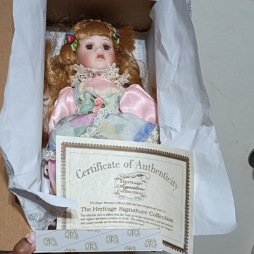 Authentic American Heritage Doll with Pink and Blue Dress
